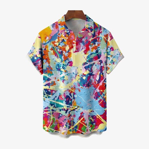 Mens colorful art print casual - colorful,