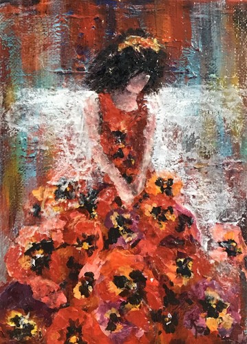 Aceo atc signed print - signed, “pansy