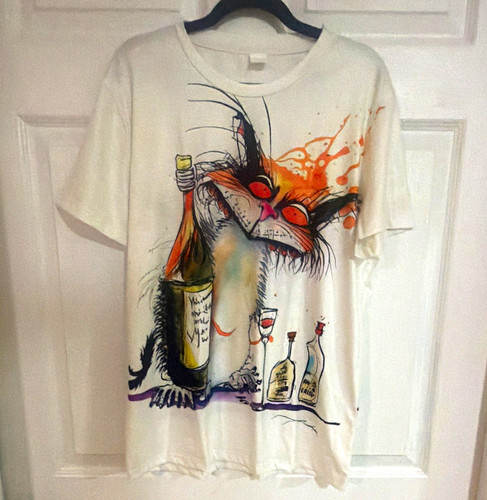 White cat graphic print crew - white,
