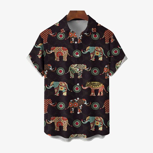 Mens elephant art print casual - art,