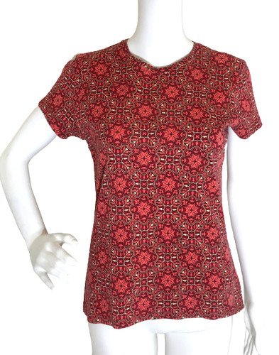 Red print small tee - red,